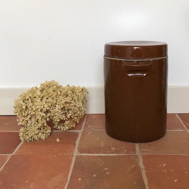 Grote antieke olijven pot met deksel, Ophalen of Verzenden