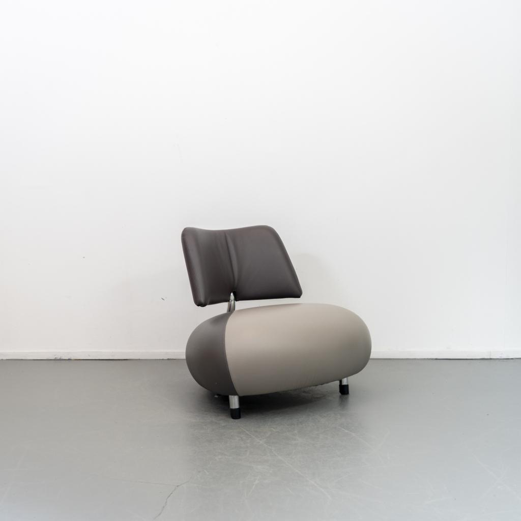 1x Leolux Pallone Fauteuil Donker-/Lichtgrijs/Bruin - Chroom, Niet ingevuld, Niet ingevuld, 75 tot 100 cm, Ophalen of Verzenden