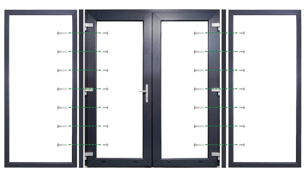 Kunststof Dubbele Deur Met Zijlichten 404,8 X 215 Cm Antraci, Niet ingevuld, Kunststof, Niet ingevuld, Nieuw