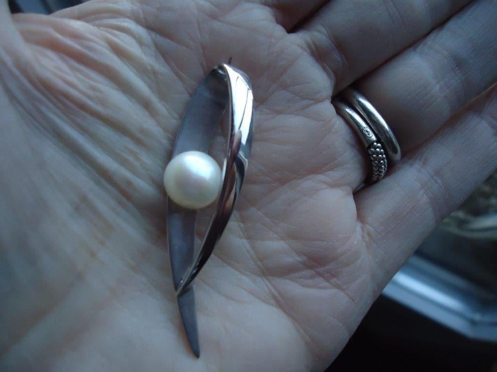 mooie echt zilveren hanger strak lang met zoetwaterparel 925, Ophalen of Verzenden, Zo goed als nieuw, Met parel, Zilver