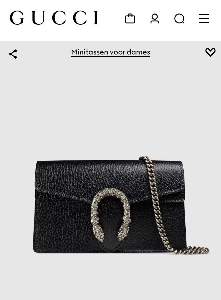 Gucci Dionysus Mini Black, Sieraden, Tassen en Uiterlijk, Tassen | Damestassen, Ophalen of Verzenden, Zo goed als nieuw, Zwart