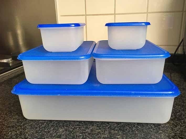 Vershoudbak met deksel Set van 5, Ophalen of Verzenden, Zo goed als nieuw