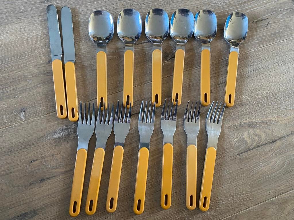 Mepal bestek camping geel, Ophalen of Verzenden, Gebruikt