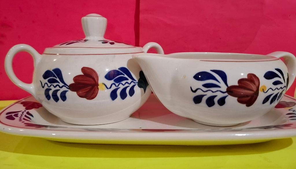 Nieuw Boerenbont Roomstel (model Zeeland) Boch Belgium, Overige typen, Nieuw, Ophalen of Verzenden, Aardewerk