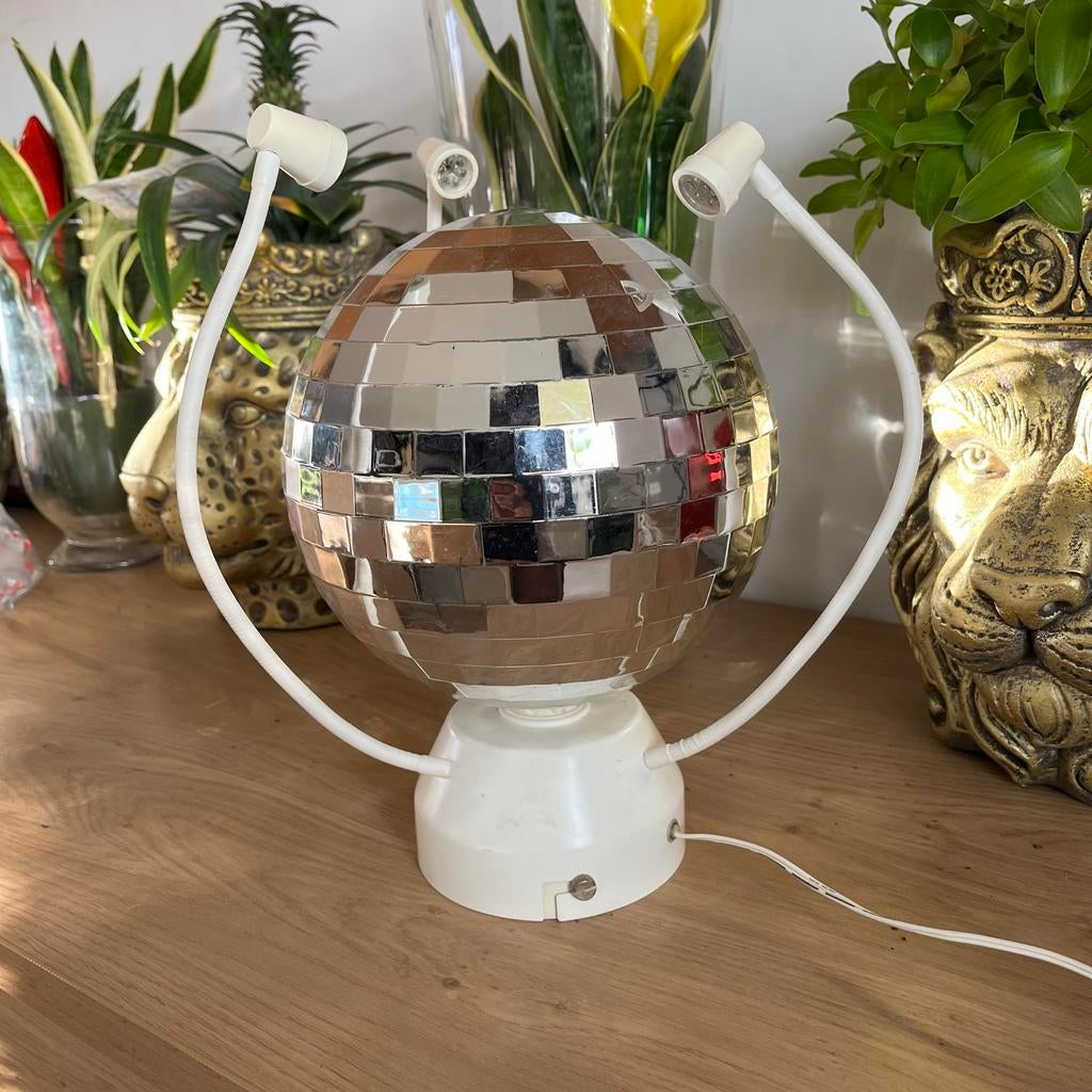 Retro Disco Lamp met Spiegelbol, Huis en Inrichting, Gebruikt, Verzenden, Glas, Minder dan 100 cm