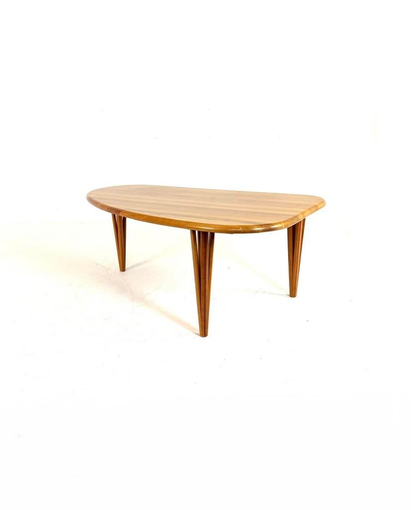 Vintage Deense salontafel, Haslev Møbelfabrik ‘70, 100 tot 150 cm, Teakhout, Zo goed als nieuw, Overige vormen