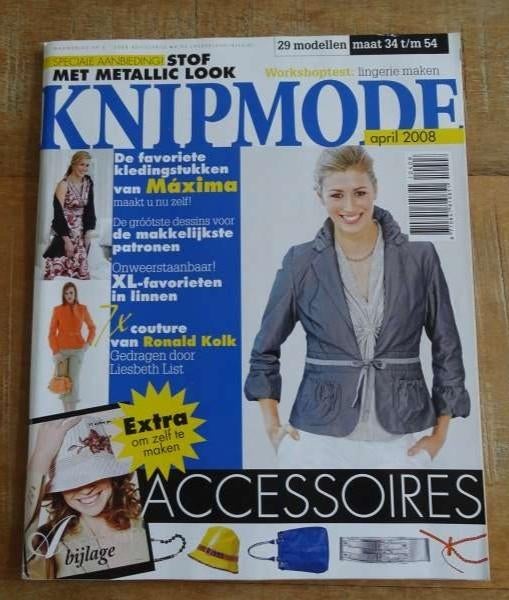 Knipmode nummer 4 april 2008 oa. Maxima mode, Ronald Kolk, Verzenden, Zo goed als nieuw, Vrouw, Knipmode