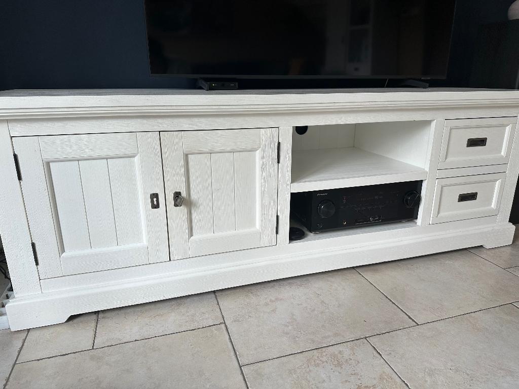 Witte tv meubel Bommel, Ophalen, 150 tot 200 cm, Zo goed als nieuw, Minder dan 100 cm