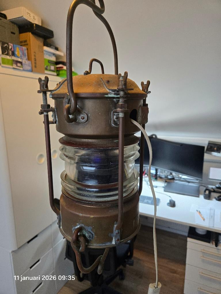 Scheepslamp scheepslantaarn Ouvrard & Villars rond 1920, Ophalen of Verzenden, Gebruikt, Motorboot of Zeilboot, Gebruiksvoorwerp