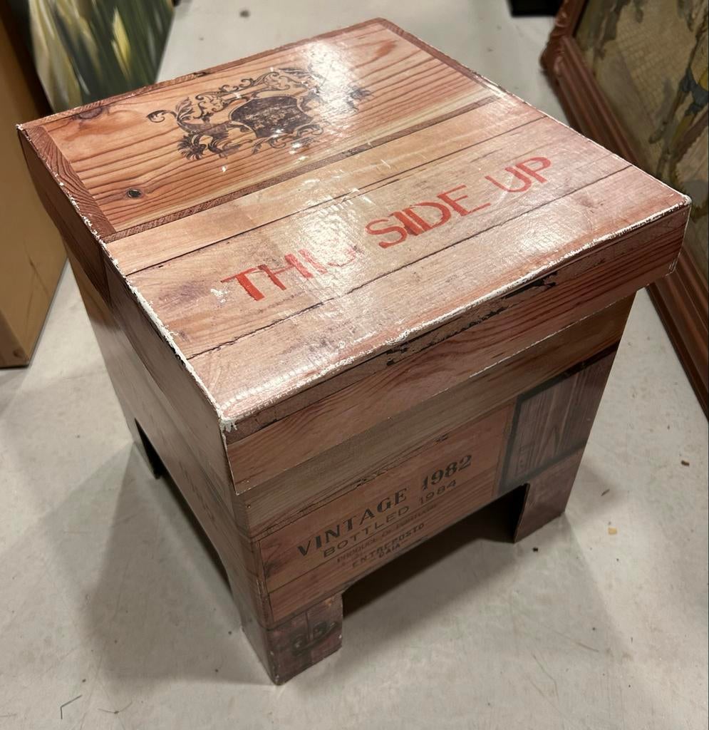 Leuk kartonnen krukje met houtlook, Ophalen, Overige materialen, Gebruikt, .