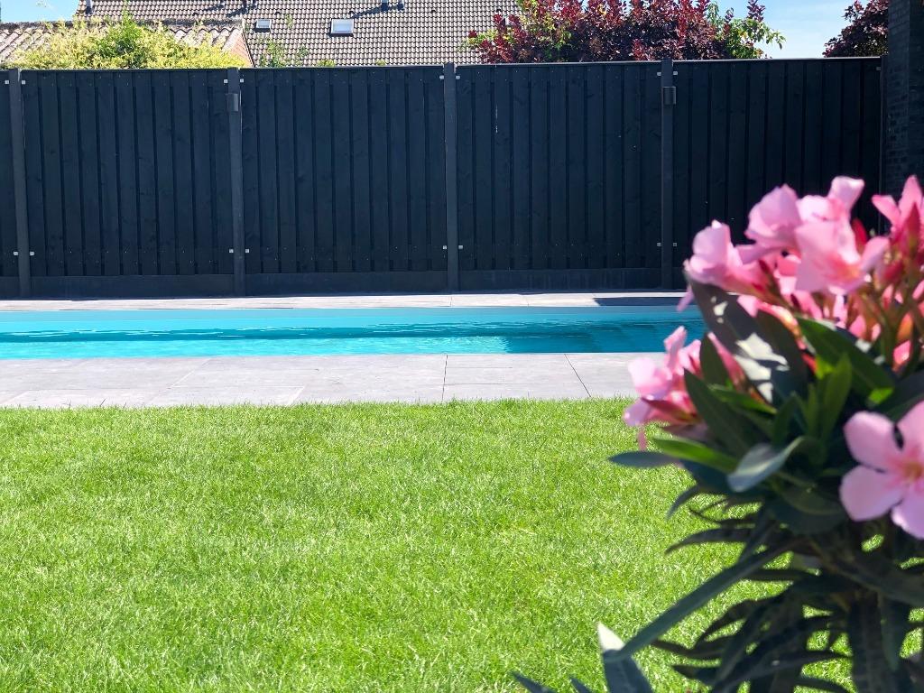 Zwart gespoten schutting €145 per m1 incl. plaatsing, Ophalen of Verzenden, Nieuw, Hout, 1 tot 2 meter