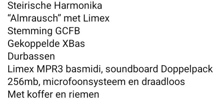 Te koop steirche harmonika..merk Almrouch, Ophalen of Verzenden, 25 tot 50 cm, 50 tot 100 cm, Minder dan 100 cm