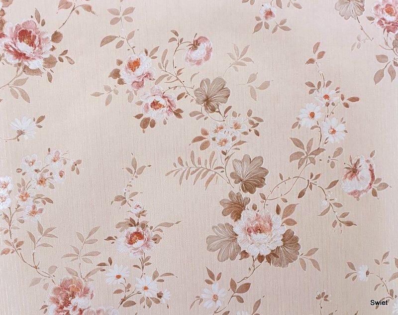 11762 Romantisch bloemenbehang beige roze swiet, Verzenden, Minder dan 10 m², Beige