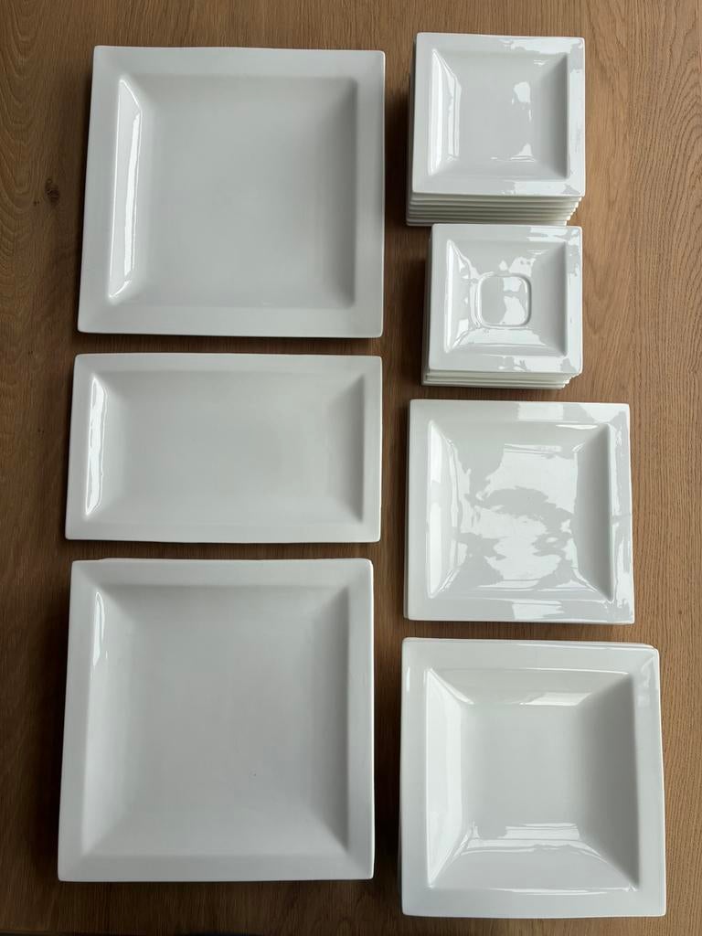 Vierkante borden en schalen Sam & Squito, Huis en Inrichting, Keuken | Servies, Zo goed als nieuw, Bord(en), Overige stijlen, Aardewerk