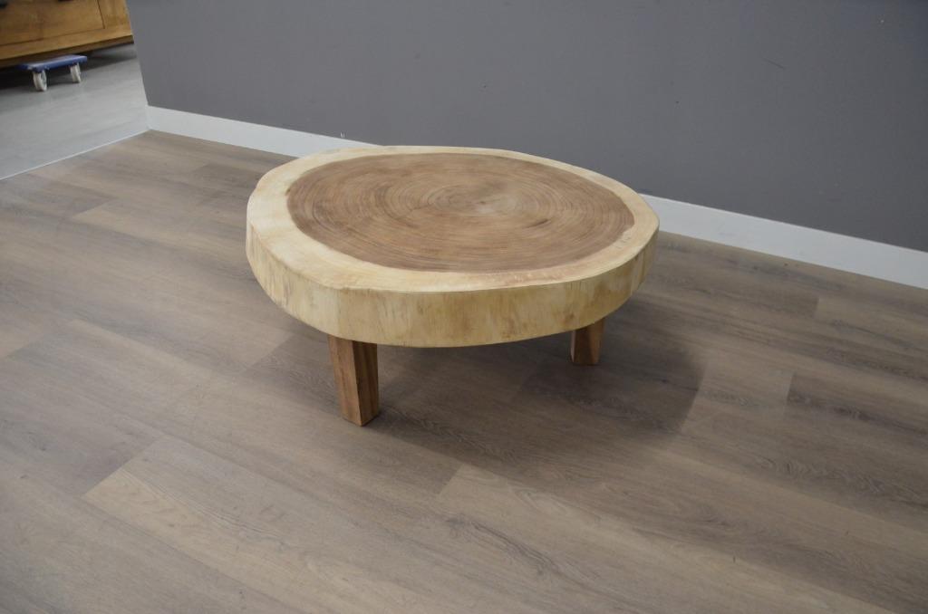 Ronde suar salontafel - 86 - 96cm -BT133, Ophalen of Verzenden, Nieuw, Rond, Overige houtsoorten