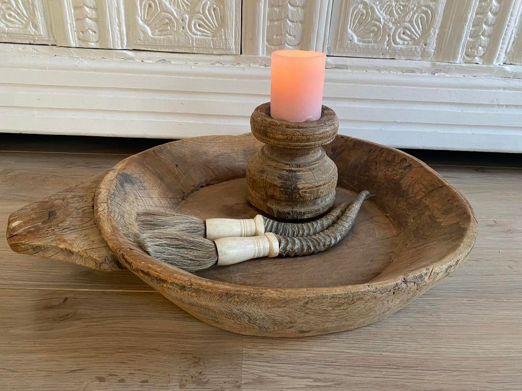 Sober - robuuste houten olijfbak - houten trog - landelijk, Ophalen, Schaal, Rond, Zo goed als nieuw