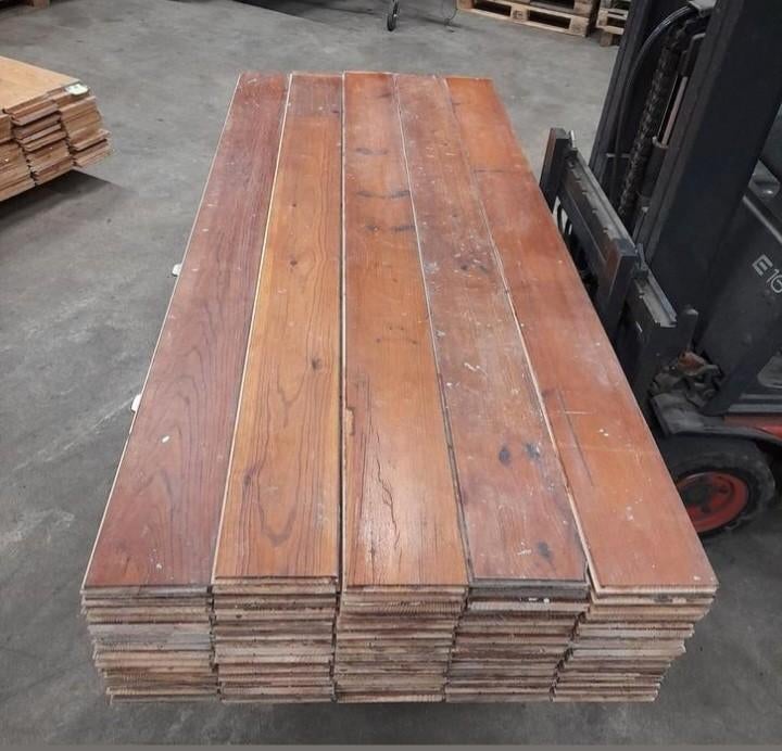 Massief grenen vloer 33m2 vloerdelen 2,1 cm dik, Doe-het-zelf en Verbouw, Ophalen, Tweedehands, Tweedehands, Tweedehands