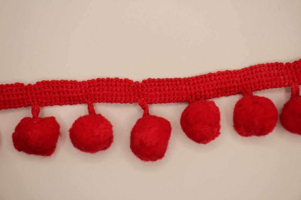 Pom pom balletjesband - Rood #4040, Ophalen of Verzenden, Nieuw, Lint, Band of Elastiek