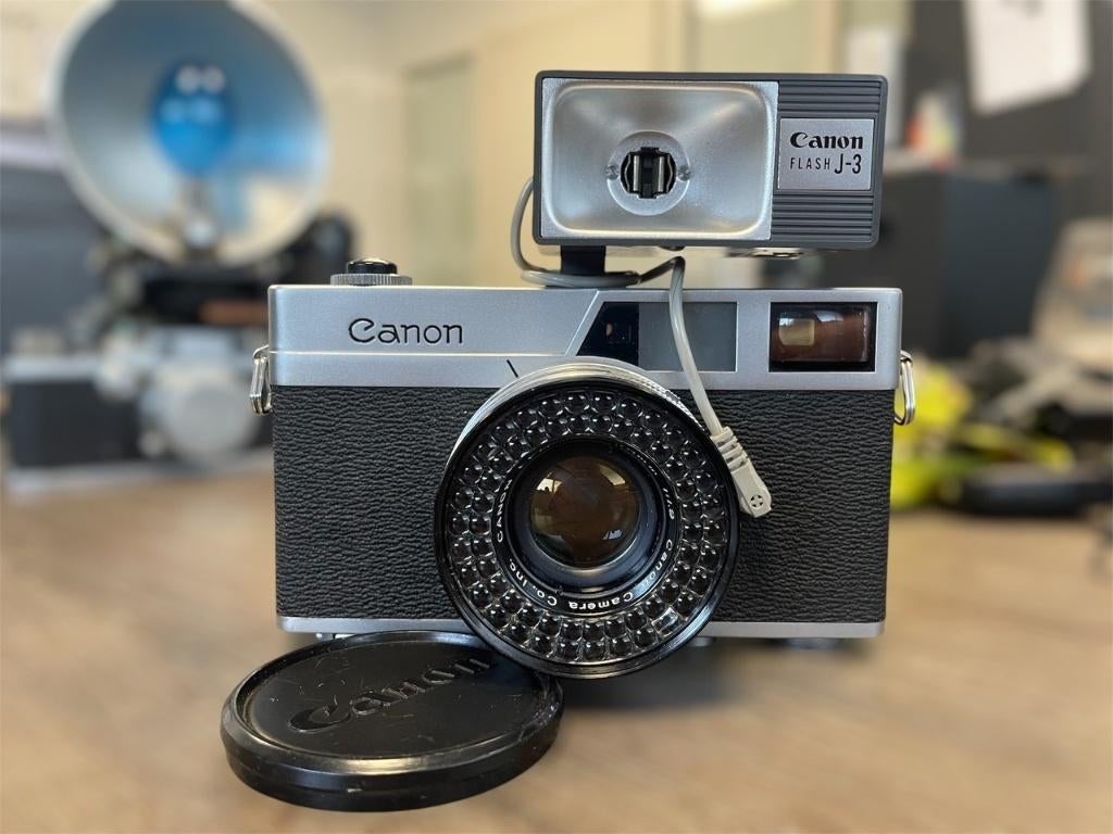 Canon Canonet met flash J-3 en 45mm lens, Audio, Tv en Foto, Fotocamera's Analoog, Ophalen, Gebruikt, Spiegelreflex, Canon