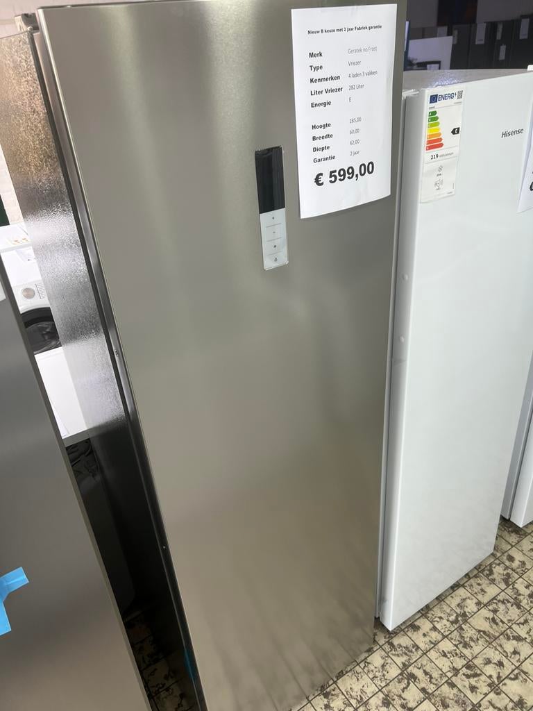 Rvs vrieskast no frost 282 liter nieuw vriezer, Vrieskast, Geratek, Geratek, Minder dan 60 cm