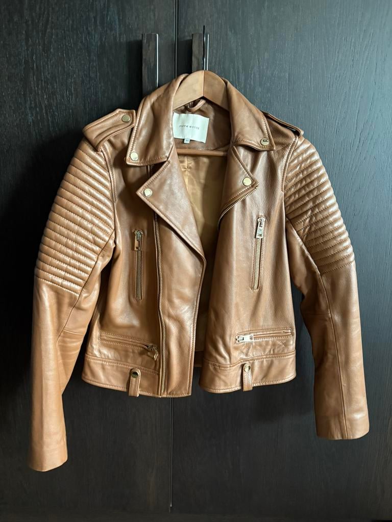 Fifth House Must bikerjacket leer cognac nieuwstaat mt 40, Ophalen of Verzenden, Nieuw, Maat 38/40 (M), Bruin