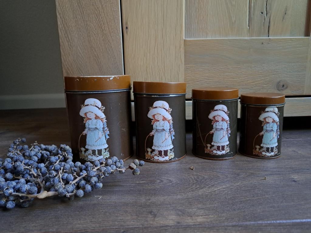 4 vintage, in elkaar passende, blikken Sarah Kay Valentine, Verzamelen, Blikken, Ophalen of Verzenden