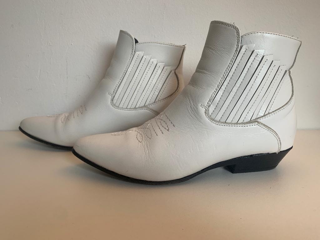 Paolo Rossi leer leren enkel laarsjes wit zwart 38, Verzenden, Wit, Lage of Enkellaarzen, Zo goed als nieuw