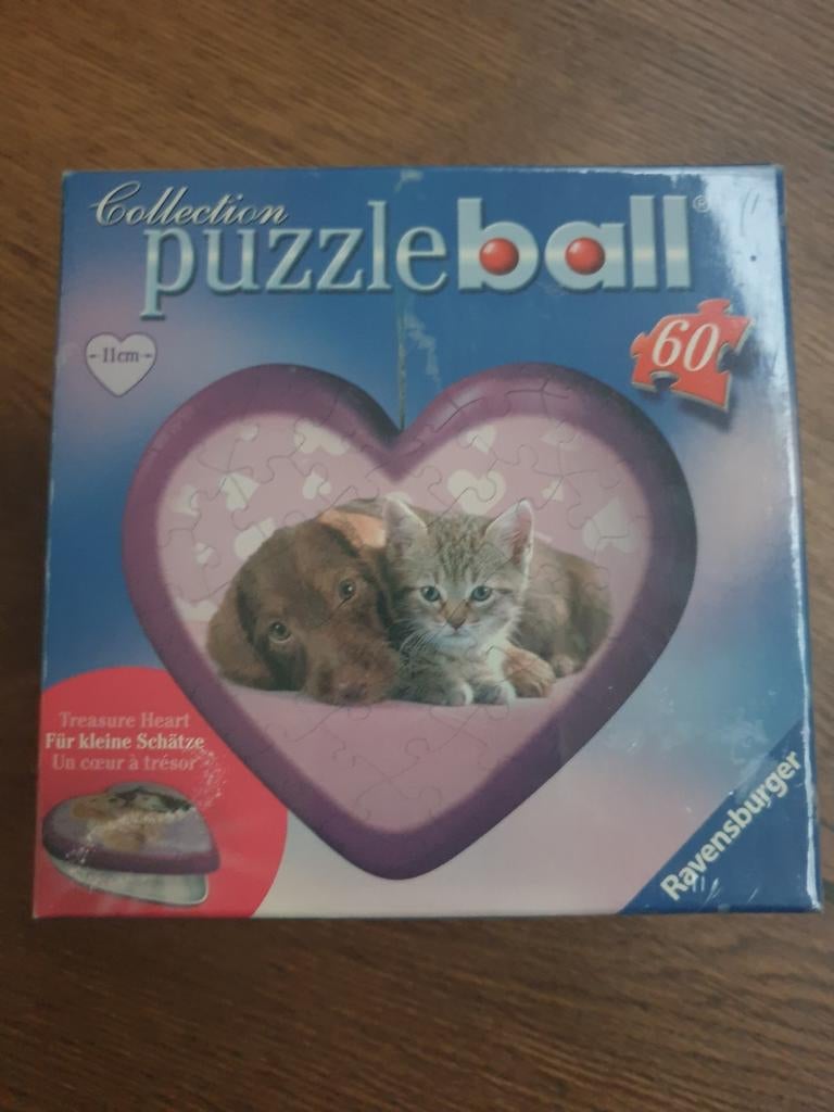 Ravensburger Puzzleball Poezenhart  60 stukjes, Ophalen of Verzenden, Meer dan 50 stukjes, Zo goed als nieuw, 6 jaar of ouder
