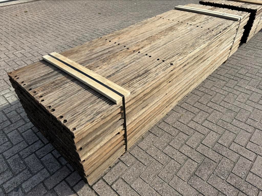 15 Azobe Brugdekdelen Vlonderdelen * Terrasplank *  Balken *, Ophalen, Planken, Zo goed als nieuw, Hardhout