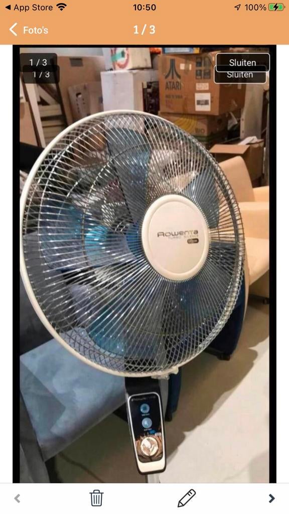 Fluisterstille Rowenta ventilator. Zgan., Ophalen of Verzenden, Zo goed als nieuw, Statiefventilator