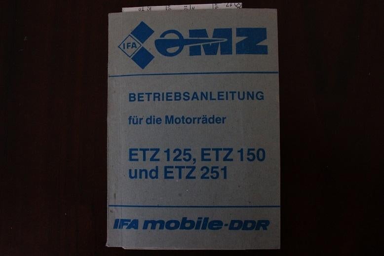 MZ ETZ125 ETZ150 ETZ251 1989 motorrad betriebs anleitung, Ophalen of Verzenden, Overige merken