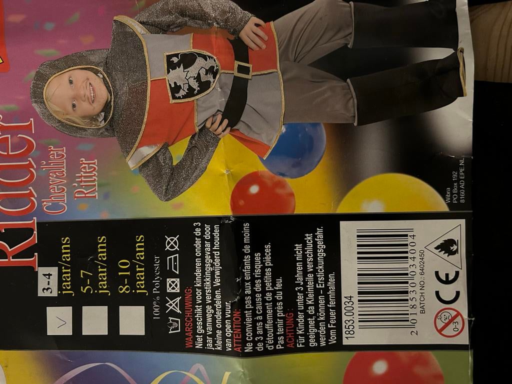 Ridderpak - Maat 3-4 jaar - Nieuw!, Ophalen of Verzenden, Nieuw, 104 of kleiner, Jongen