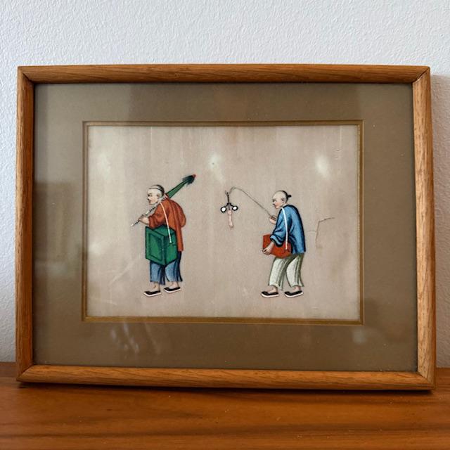 Chinees, Chinese, schilderij, gouache, rijstpapier, vintage, Ophalen of Verzenden