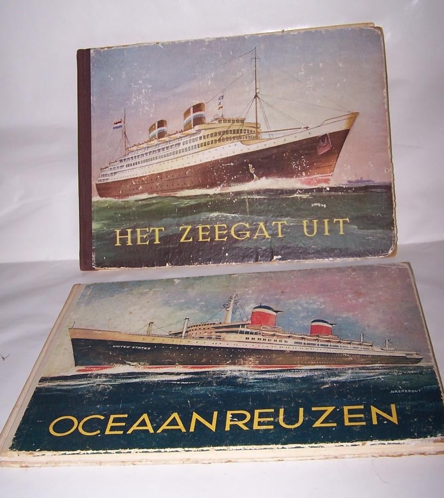 2 mooie vintage plaatjesalbums-Oceaanreuzen/Het zeegat uit., Ophalen of Verzenden, Zo goed als nieuw, Plaatjesalbum