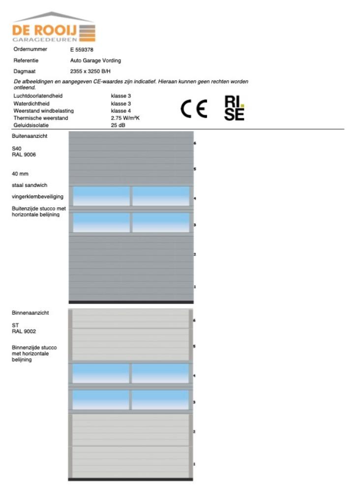 Elektrische Industriedeur Br. 2355 x H. 3250 NIEUW, Ophalen, Glas, 120 cm of meer, 215 cm of meer