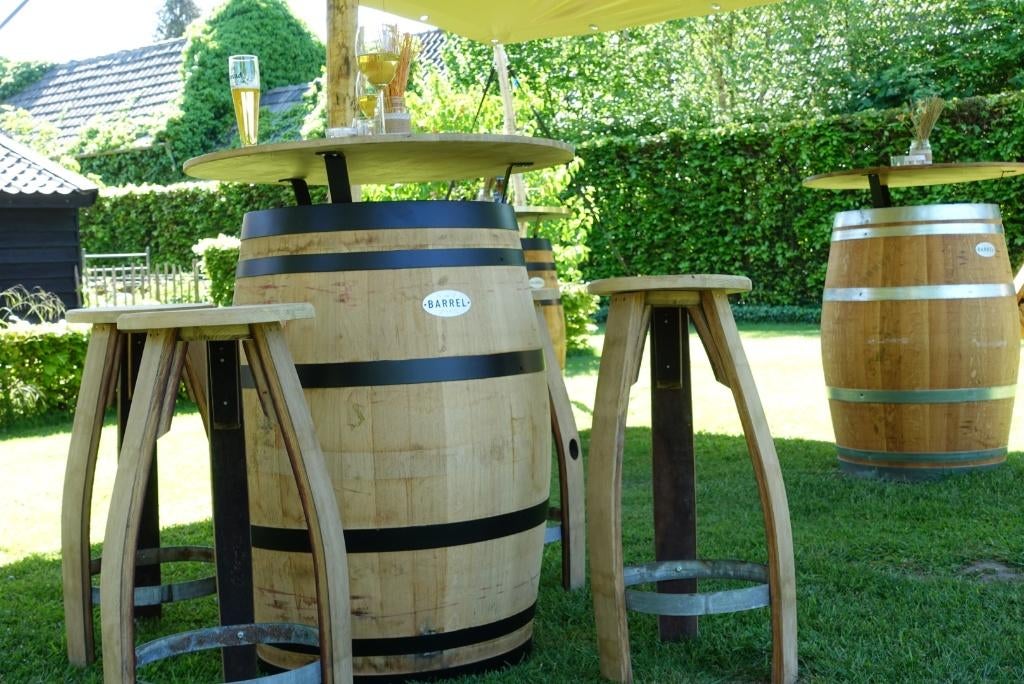 Unieke statafel van eiken wijnvat met blad &afwerkingsopties, Ophalen of Verzenden, Nieuw