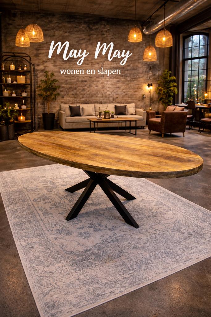 Eettafel ovaal 240x110 €449,-Mango Direct leverbaar E-7321