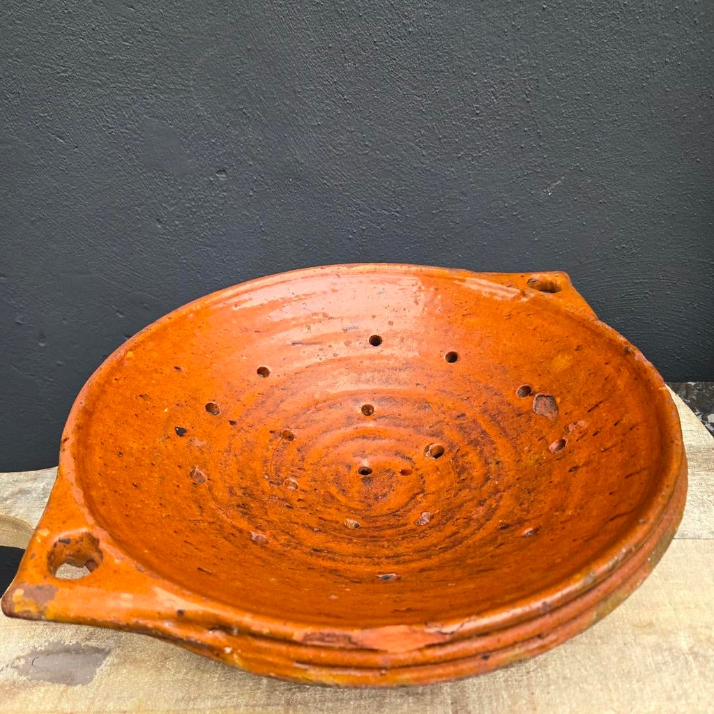 Antiek 18e Eeuws Aardewerk Vergiet - Terracotta, Ophalen of Verzenden