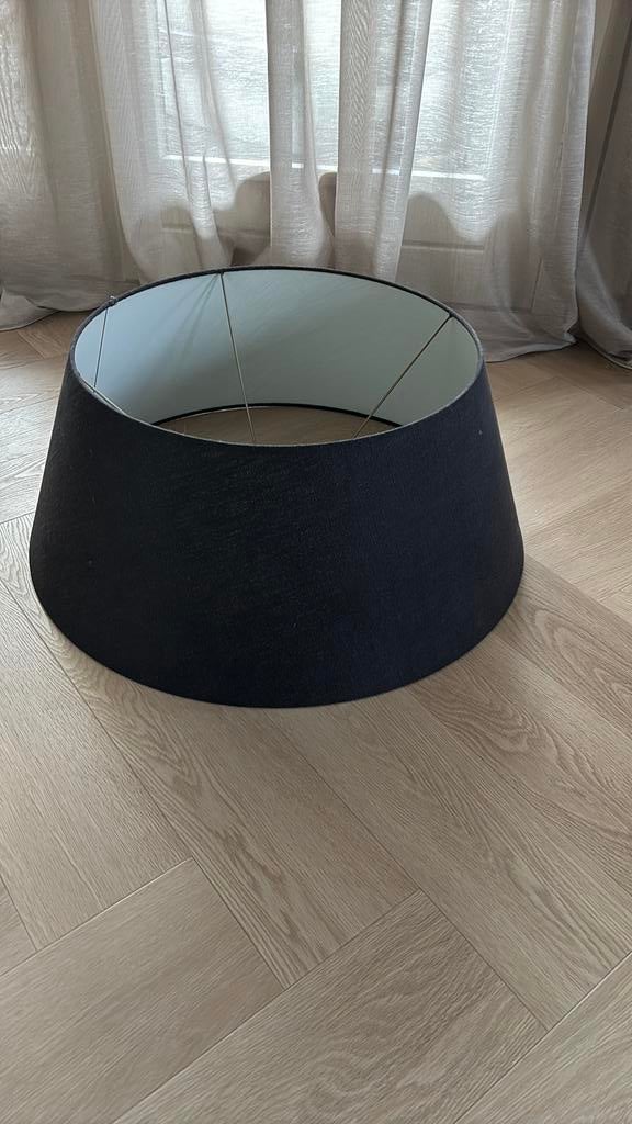 Grote zwarte linnen lampenkap, Huis en Inrichting, 25 tot 50 cm, Zwart, Rond, Ophalen of Verzenden