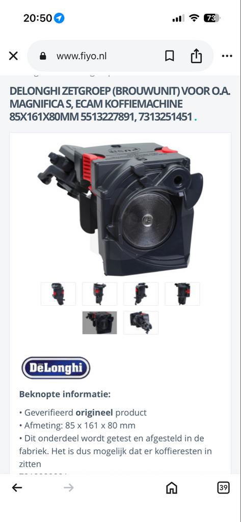 Delonghi Zetgroep Magnifica S ECAM Koffiemachine, Ophalen of Verzenden, Nieuw