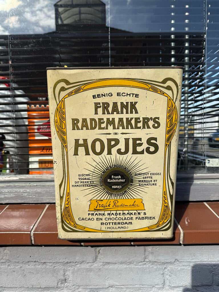 Vintage Frank Rademaker's Hopjes Blik - Art Nouveau, Verzamelen, Ophalen, Gebruikt, Overige, Overige merken