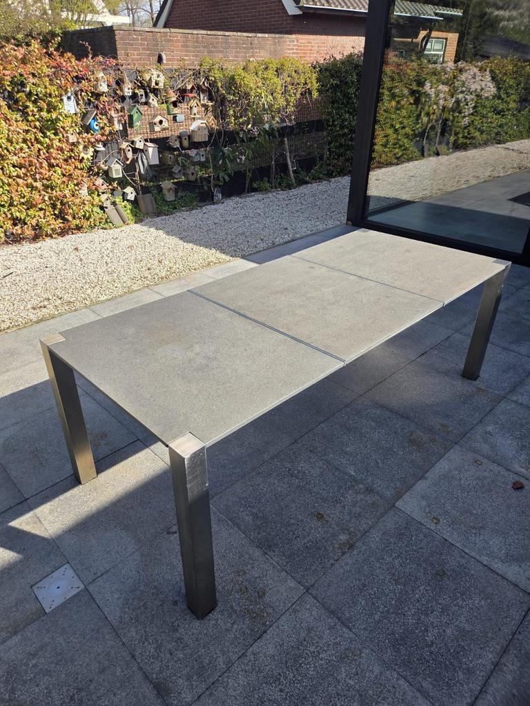 Grijze granieten tuintafel, Ophalen, Rechthoekig, Rvs
