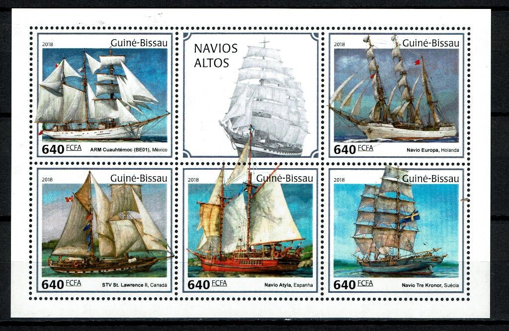 BISSAU 2018 PF BLOK SCHEEPVAART BOTEN SHIPS 2, Ophalen of Verzenden, Postfris, Overige thema's