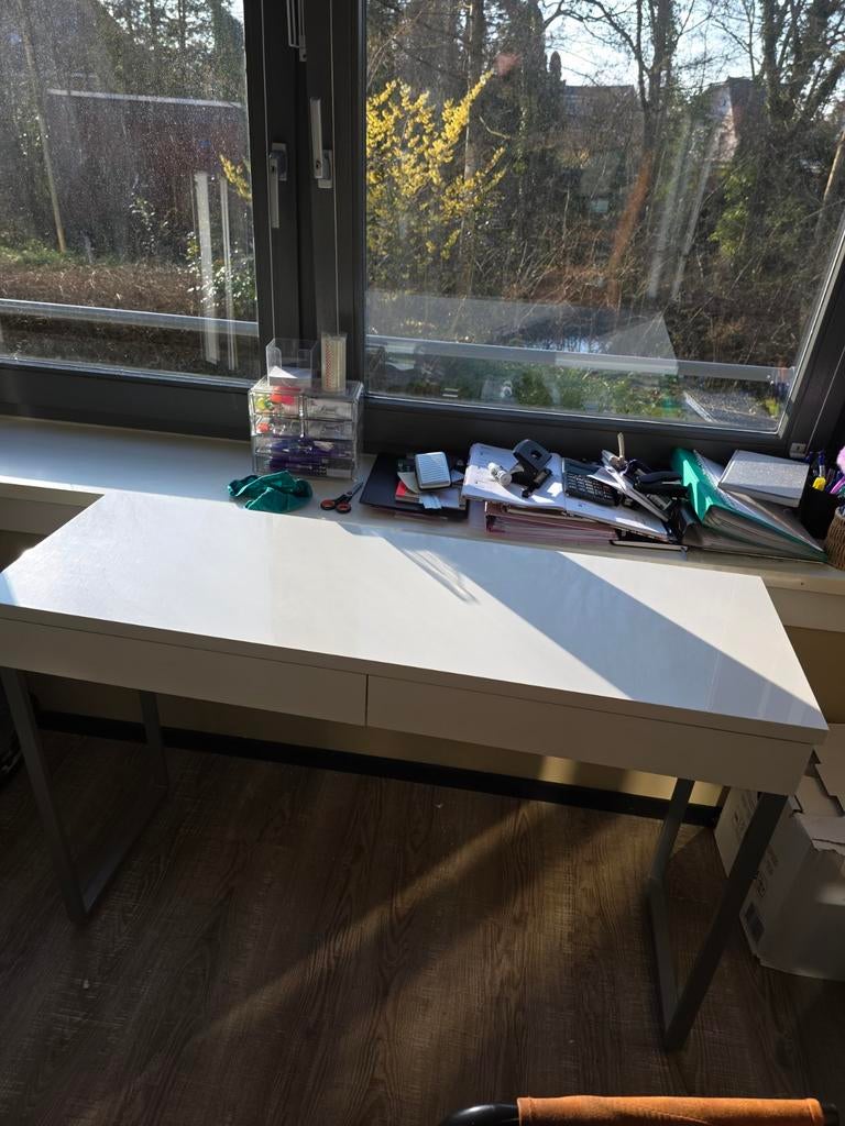 Hoogglans wit buro/sidetable, Ophalen of Verzenden, Gebruikt