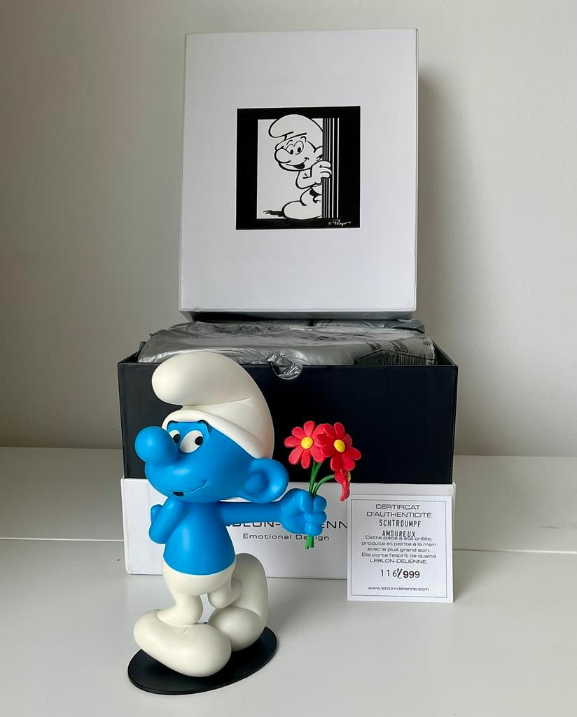 Leblon-Delienne Smurf Amoureux – 116/999 met certificaat, Ophalen of Verzenden, Zo goed als nieuw, Overige Smurfen, Poppetje, Figuurtje of Knuffel
