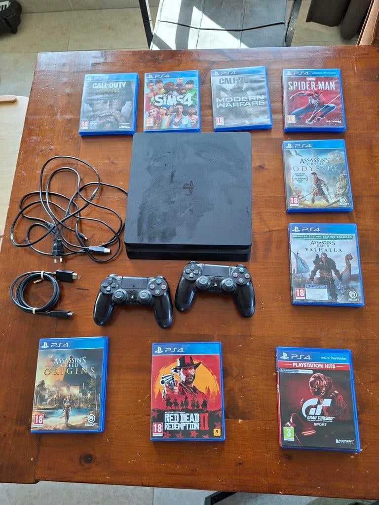 PlayStation 4 met 9 spellen, Ophalen of Verzenden, Gebruikt, Met 2 controllers, Original