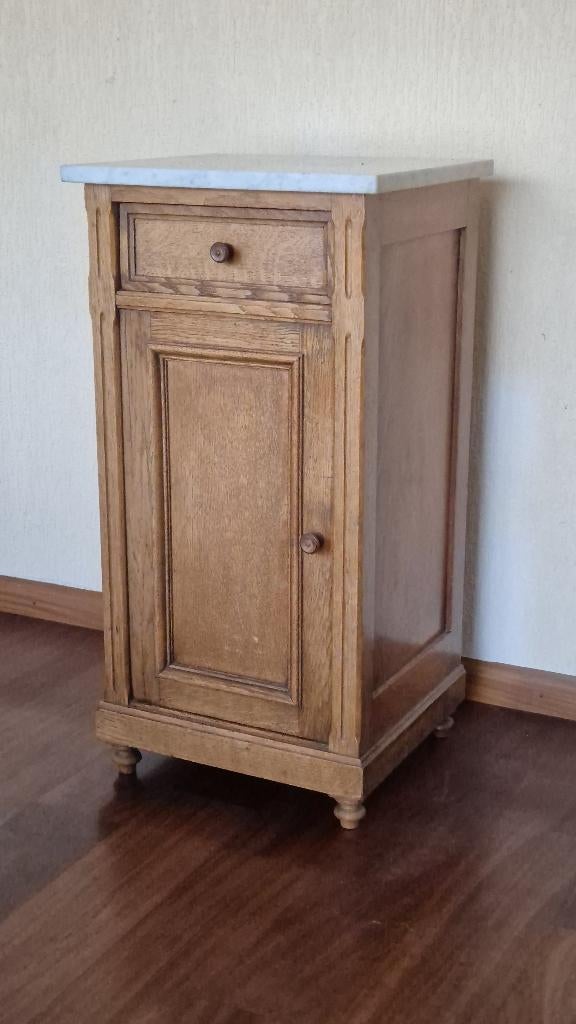 Antiek nachtkastje / po kastje met marmeren plaat, Ophalen, Gebruikt