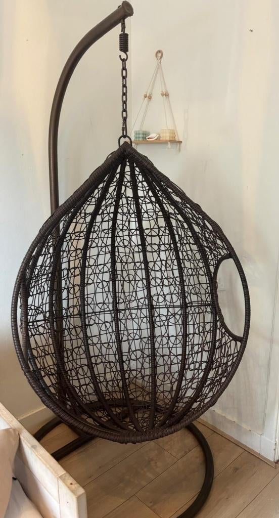 Hangstoel egg zgan, Huis en Inrichting, Ophalen, Hangstoel, Bruin, Zo goed als nieuw