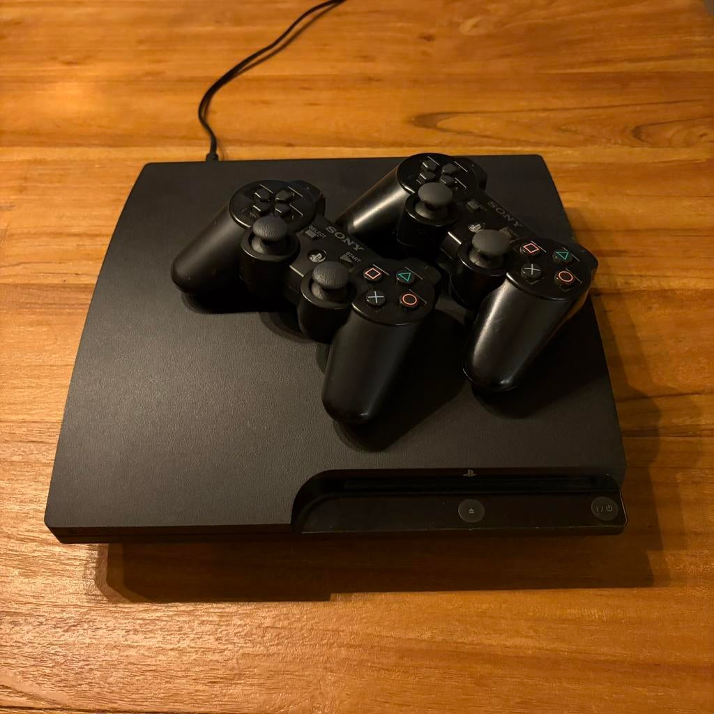 Playstation 3 Slim, Ophalen of Verzenden, Gebruikt, Met 2 controllers, Slim