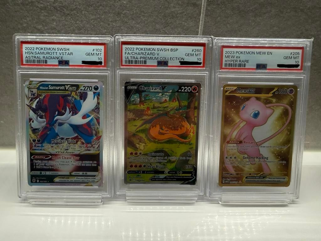 3 PSA10 pokemon kaarten slabs, Foil, Nieuw, Meerdere kaarten, Ophalen of Verzenden